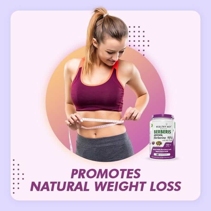 HealthyHey Nutrition Capsule Berberis Berberine, Support Healthy blood glucose levels 95% with Milk Thistle - 60 Veg Capsules
