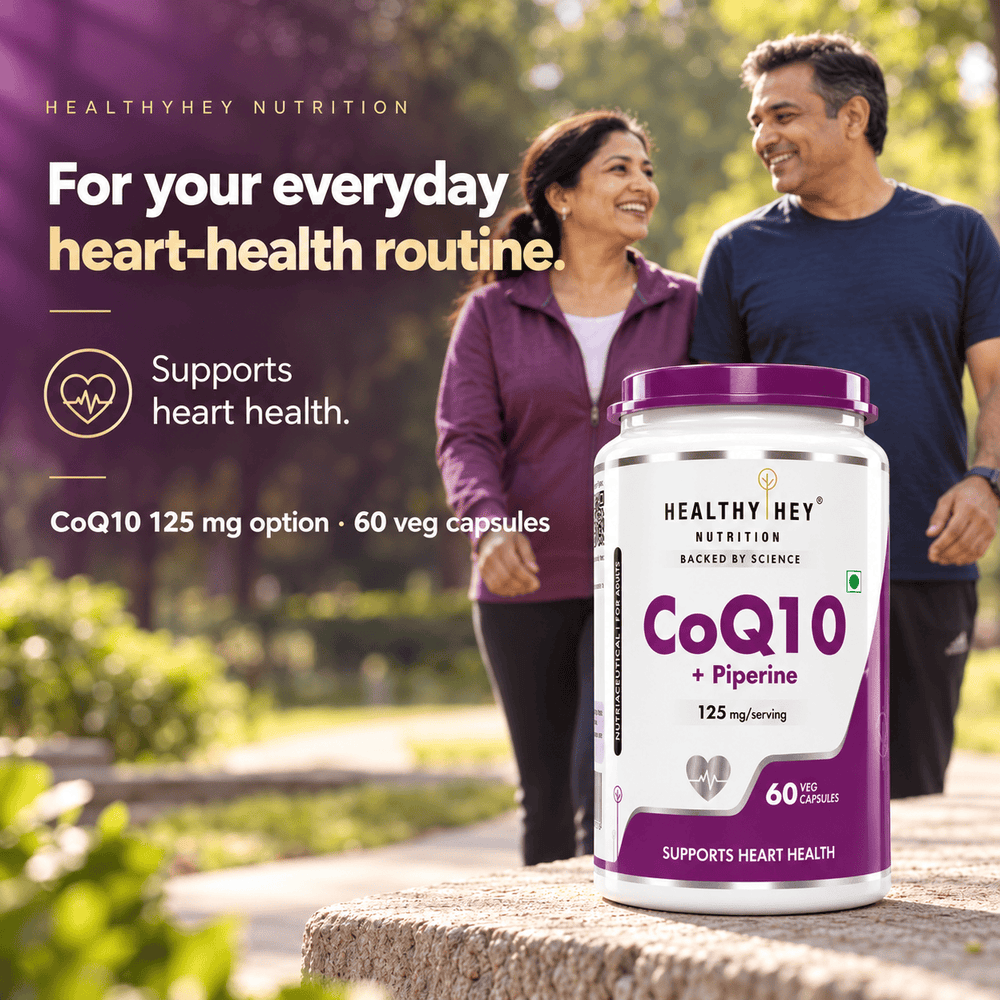 HealthyHey Nutrition Capsule CoQ10 with Black Pepper Extract - 100 mg, 120 mg or 200 mg CoQ10 - 60 Veg Capsules