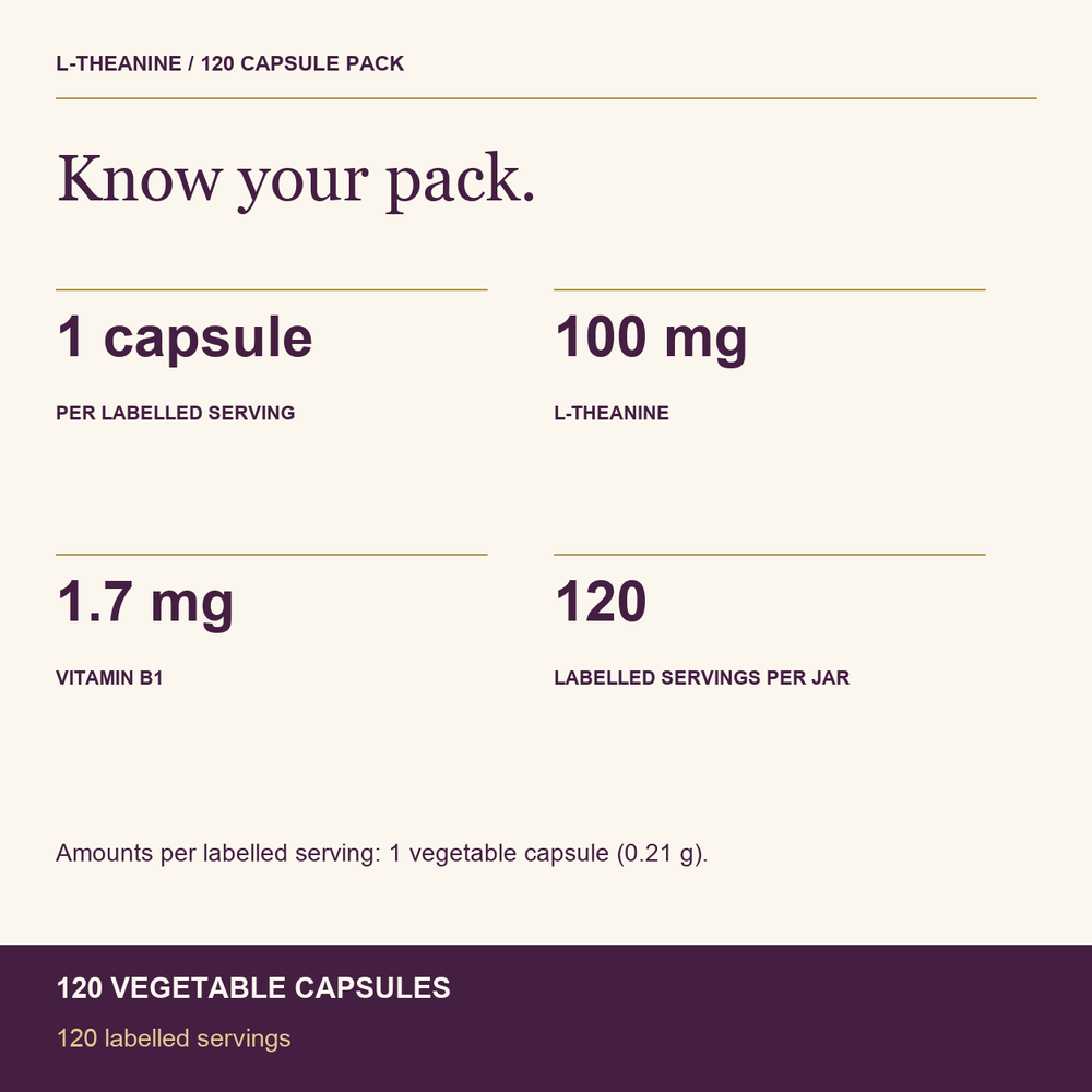 HealthyHey Nutrition Capsule L-Theanine, Support cognitive Support Health relaxation 120 Veg Capsules