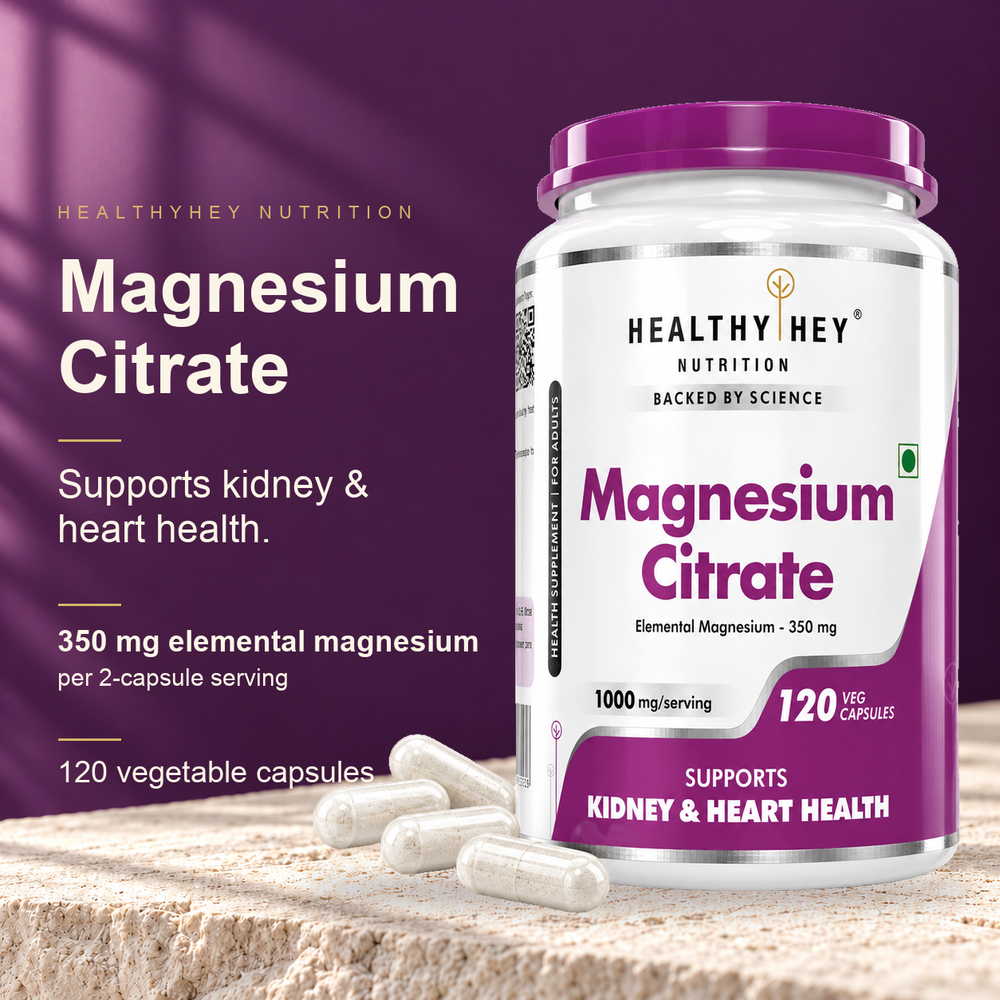 HealthyHey Magnesium Citrate, 120 vegetable capsules.