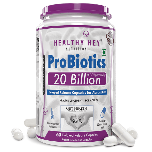 Probiotic Supplement: 20 Billion CFU, Delayed-Release Capsules, Temperature Stable - Improve Gut, Digestion, and Immune Health (60 Veg. Capsules)