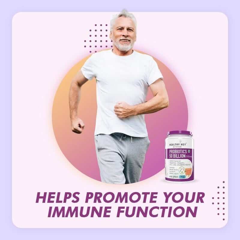 HealthyHey Nutrition Capsule Probiotics 50 Billion CFU | Immune Gut Health, Multi-Strains, Targeted Release | 60 Veg. Capsules