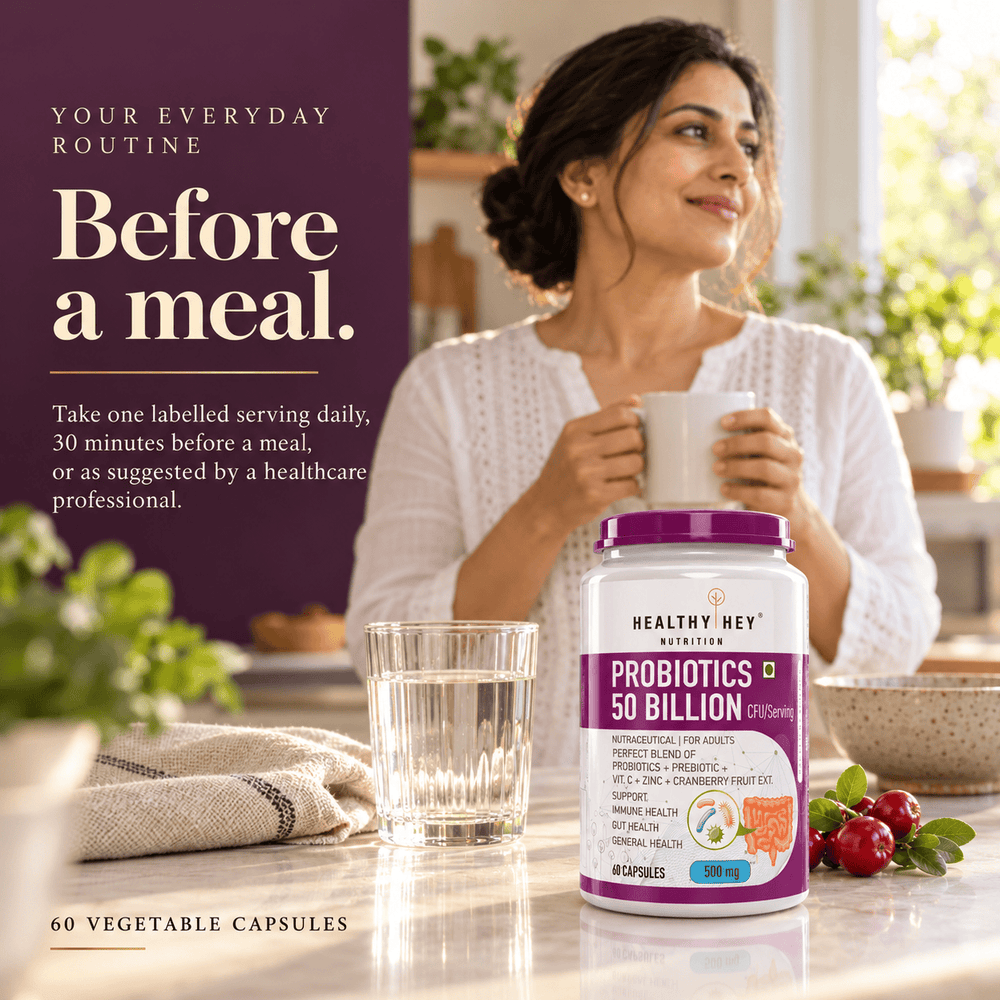 HealthyHey Nutrition Capsule Probiotics 50 Billion CFU | Immune Gut Health, Multi-Strains, Targeted Release | 60 Veg. Capsules