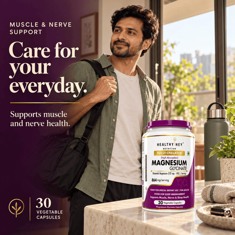 HealthyHey Nutrition Minerals Magnesium Glycinate 14% Fully Chelated | 121 mg Elemental Magnesium per Serving | Non-Buffered | Vegetable Capsules