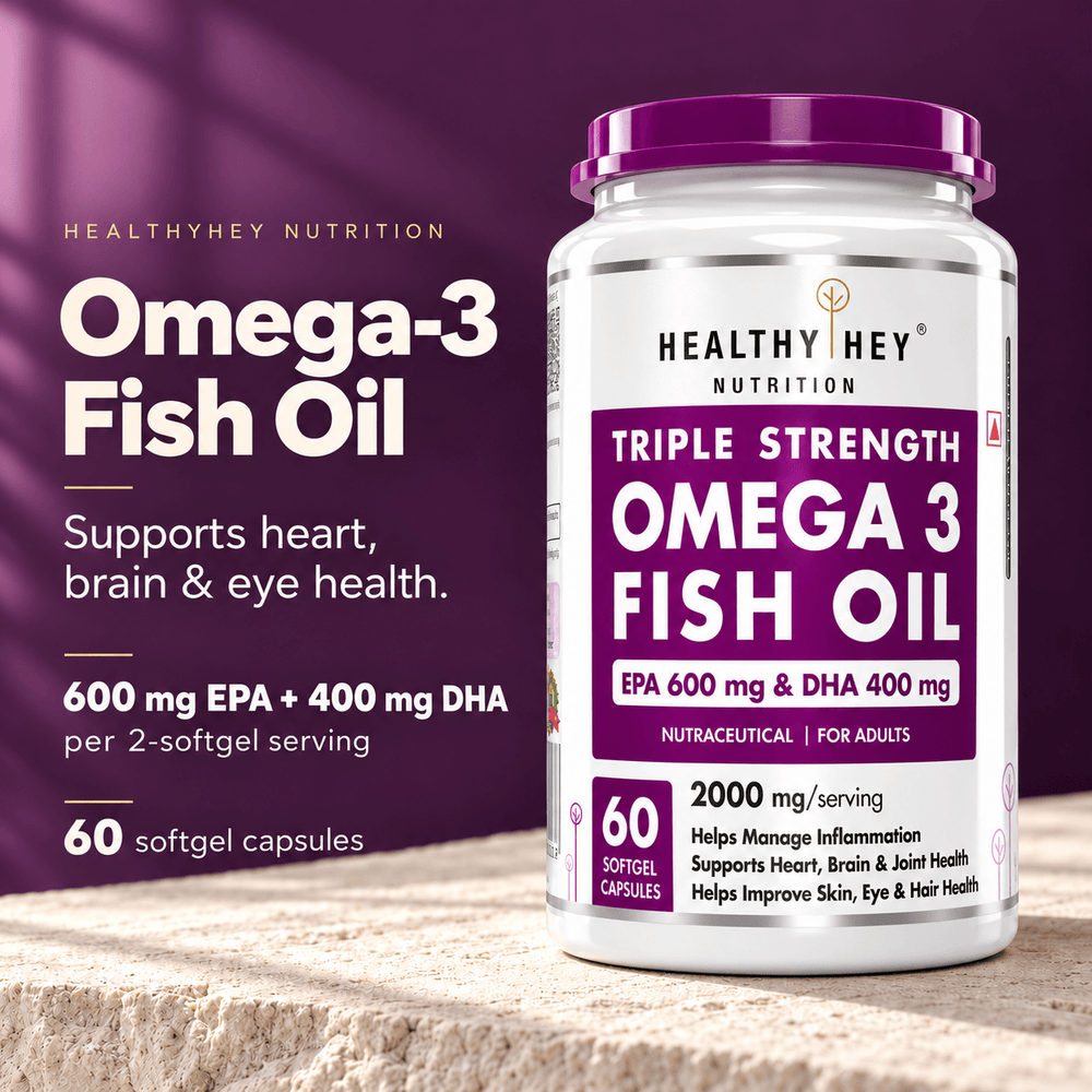 HealthyHey Nutrition Softgels HealthyHey Omega 3 Fish Oil | 2000 mg per 2 Softgels | EPA 600 mg + DHA 400 mg | Burpless
