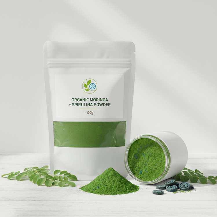 Informative Productive information Organic Moringa + Spirulina Powder - 100g