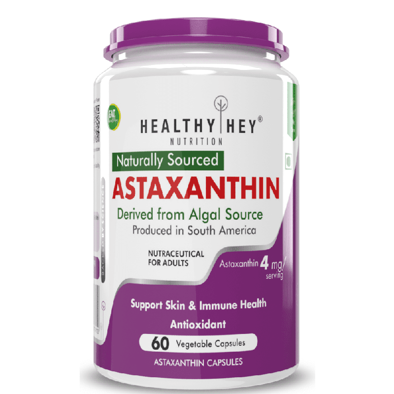 Astaxanthin, సపోర్ట్ స్కిన్ &amp; ఇమ్యూన్ హెల్త్ -సహజంగా ఆల్గే నుండి తీసుకోబడింది - నాన్-సింథటిక్ - సపోర్ట్ హెల్తీ ఏజింగ్ 60 వెజ్ క్యాప్సూల్స్