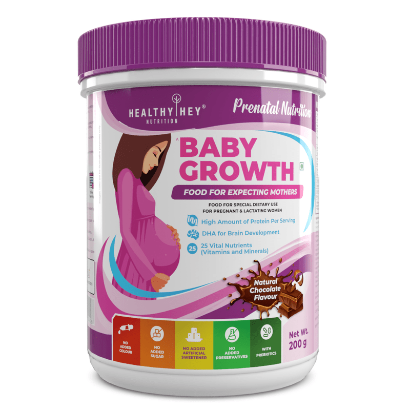 Prenatal Vitamin Supplement Shake for Expecting Mother - BabyGrowth - 200 gram - All Natural - Tastes Great- Vegetarian - High Protein - Prebiotics