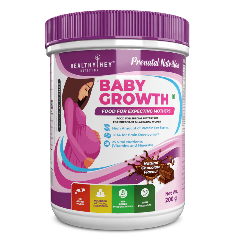 Prenatal Vitamin Supplement Shake for Expecting Mother - BabyGrowth - 200 gram - All Natural - Tastes Great- Vegetarian - High Protein - Prebiotics