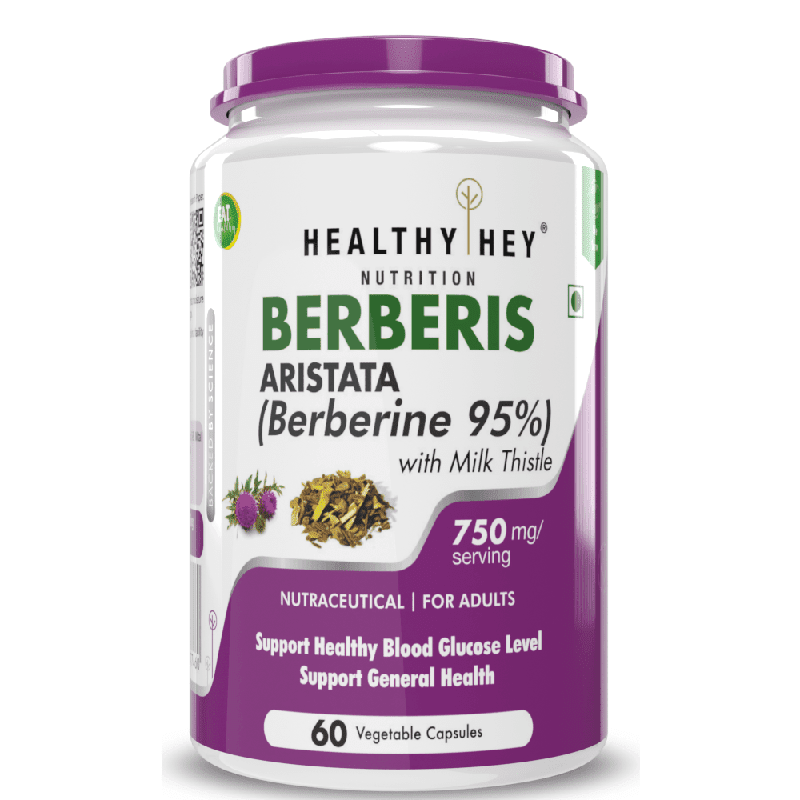 Berberis Berberine, Support Healthy blood glucose levels 95% with Milk Thistle - 60 Veg Capsules