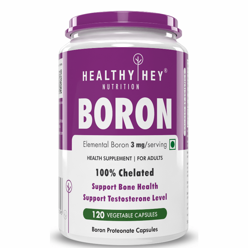 Boron 3 mg,Support bone Health & testosterone levels -Trace Mineral -100% Chelated - Boost Testostrone & Promote Bone Health-120 Veg Capsule