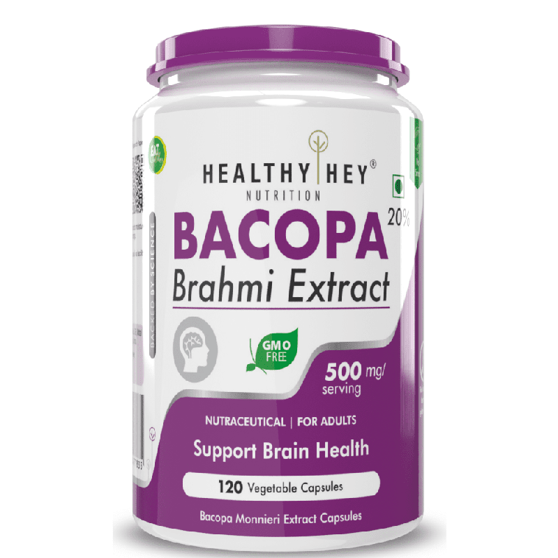 Brahmi - Bacopa Monnieri Support Memory and Brain Health - 120 Veg Capsules