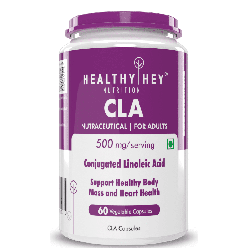 CLA 500, Support Healthy body mass & Heart Health -Conjugated Linoleic Acid-Helps Fat Oxidation-60 Veg. Capsules