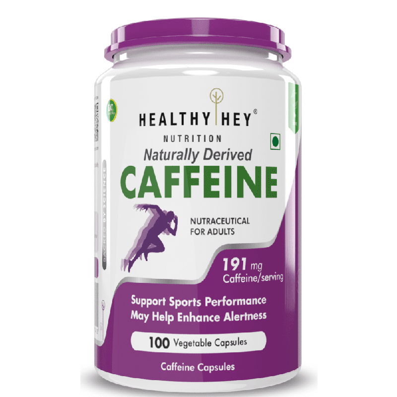 Caffeine Capsules, Support sports performance - For Focus, Alertness and Performance - 100 Veg Capsules