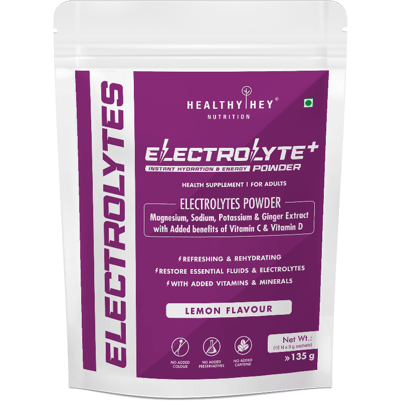 Electrolyte Powder, Natural Lemon Flavor - Hydration Drink Mix Supplement with Ginger Extract - Boost Energy - NO Maltodextrin Sugar - 15 Servings