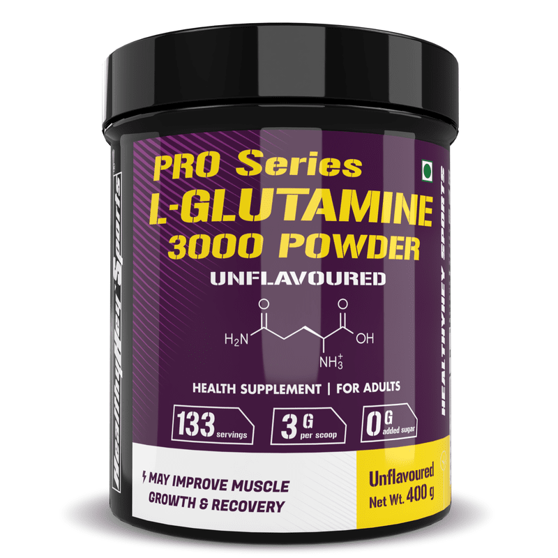 Glutamine Powder, Muscle Growth and Recovery - 400g - 133 Servings (Unflavoured, 400g)