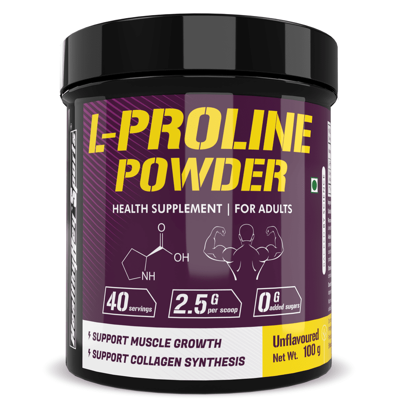 L-Proline Powder, Supports Muscle Growth & Collagen Formation, 100g Unflavoured - 40 Servings