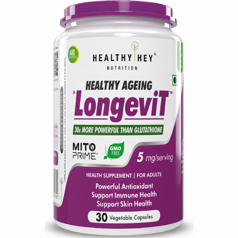 LongeviT - MITOPRIME® - సపోర్ట్ స్కిన్ హెల్త్ - 30 వెజిటబుల్ క్యాప్సూల్స్ 