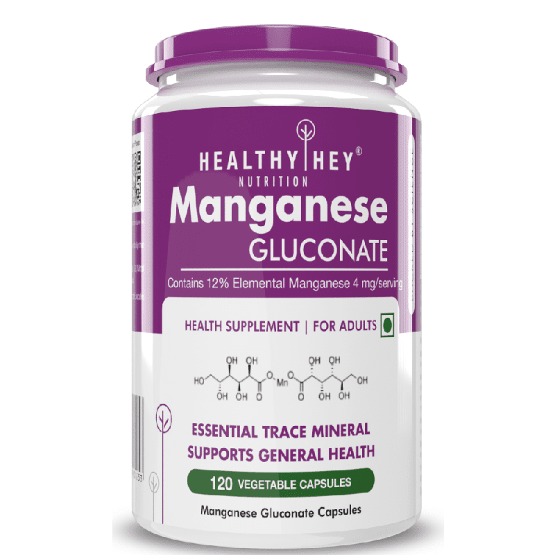 Manganese Gluconate - Hypoallergenic Trace Mineral Supplement for Connective Tissue and Bones - 120 Capsules