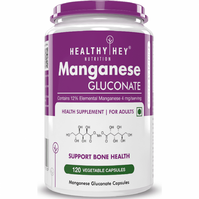 Manganese Gluconate - Hypoallergenic Trace Mineral Supplement for Connective Tissue and Bones - 120 Capsules