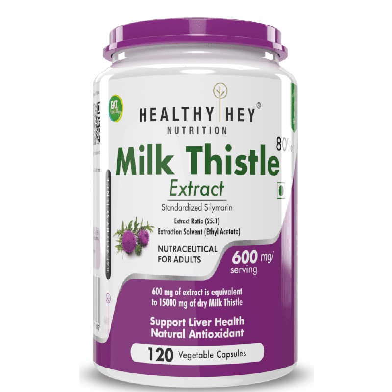 Milk Thistle Supplement 600mg Extract - Supports Liver Health and Antioxidant (Silymarin) - 120 Veg Capsules