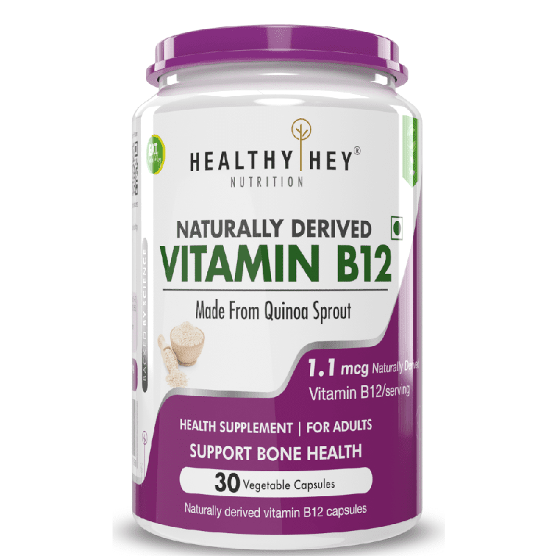 Natural Vitamin B12, Supports bone Health | Non-Synthetic, No-Chemical | 30 Veg Capsules