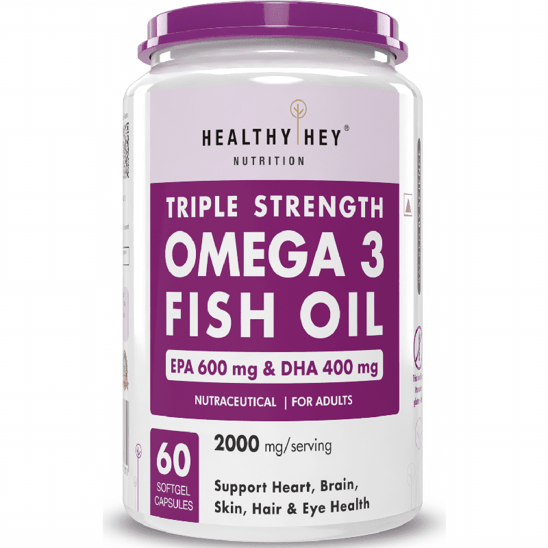 Fish Oil - Omega 3, Support Heart,Brain skin, Hair & Eye Health (2000 Mg) Burpless - 60 Softgel (600 EPA & 400 DHA)