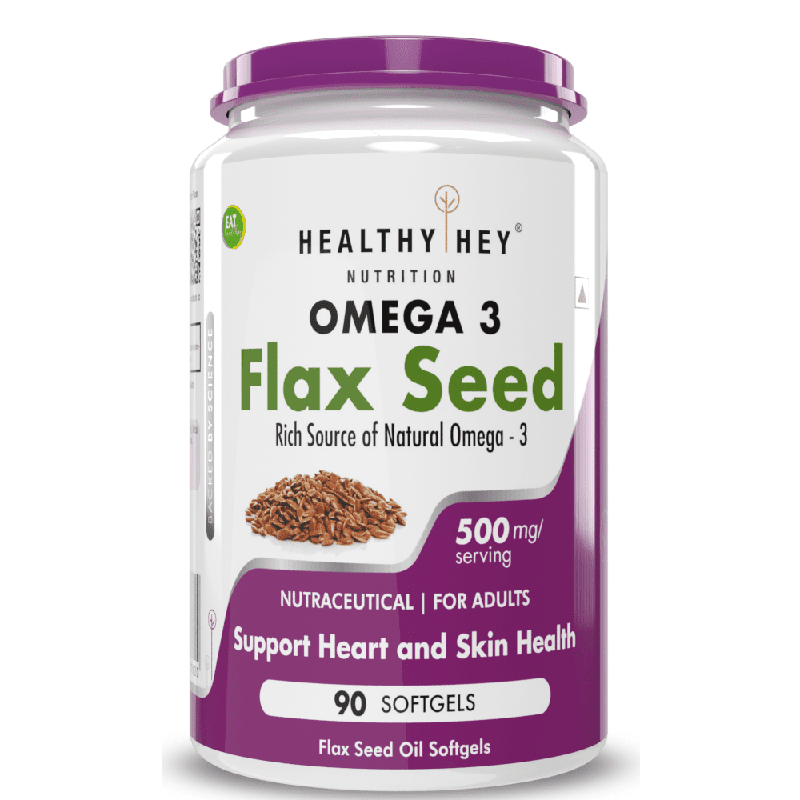 Flaxseed, Support Heart & Skin Health Rich source of Natural Omega 3 - 500mg - 90 Softgels