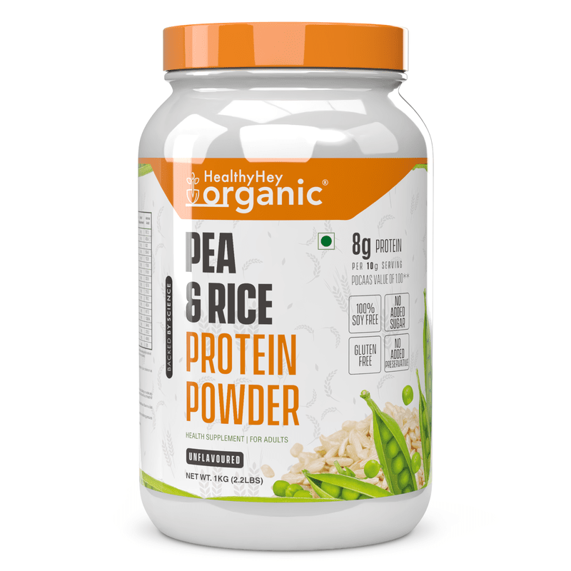 Pea & Brown Rice Protein Isolate - 100% Plant Protein Powder - (Unflavoured), 1 kg (Pack of 1)