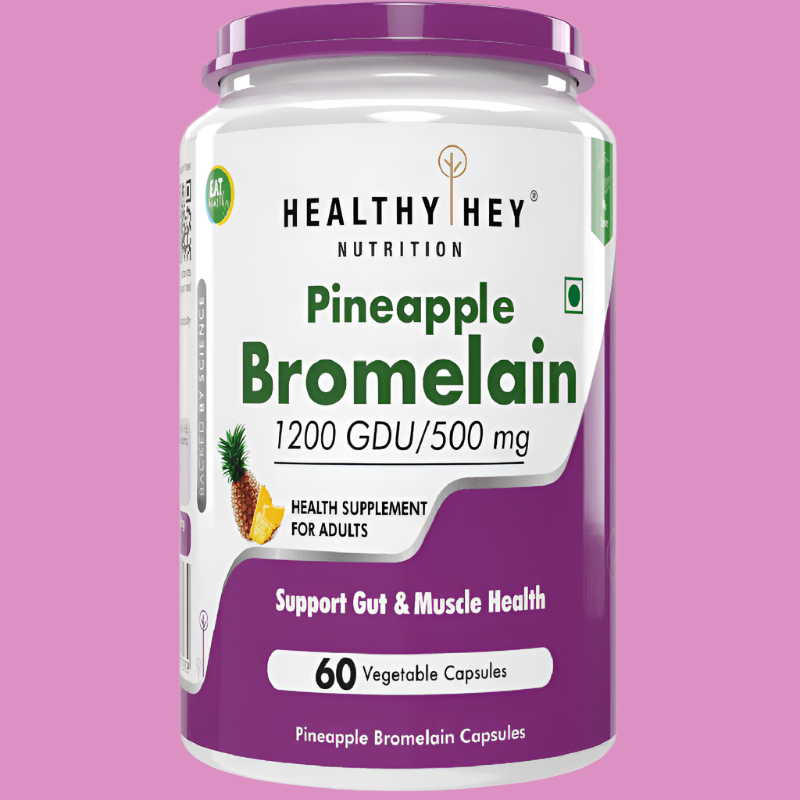 Bromelain Digestive Enzyme, Support Gut Health & Muscle Health- High Concentrate - 1200 Gdu/G 60 Veg Capsules