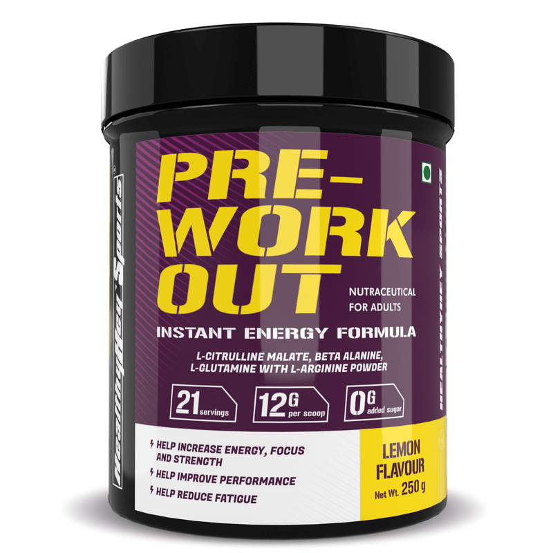 Pre-Workout, Pump, Energy, Strength Drink | Intense Sustained Energy | L-Citrulline, L-Arginine, Beta Alanine, Caffein, Glutamine & Sodium | 250 gram