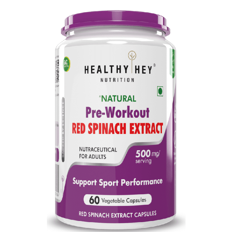 Natural Pre-Workout Red Spinach Extract, Support Sport Performance - Oxystrom - High in nitrate 60 Veg capsules