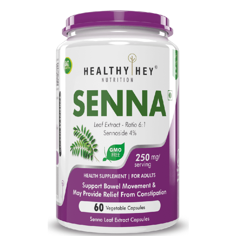 Senna Leaf Extract -Natural Laxative & Helps Bowel Movement - Ratio 6:1 - 60 Veg Capsules