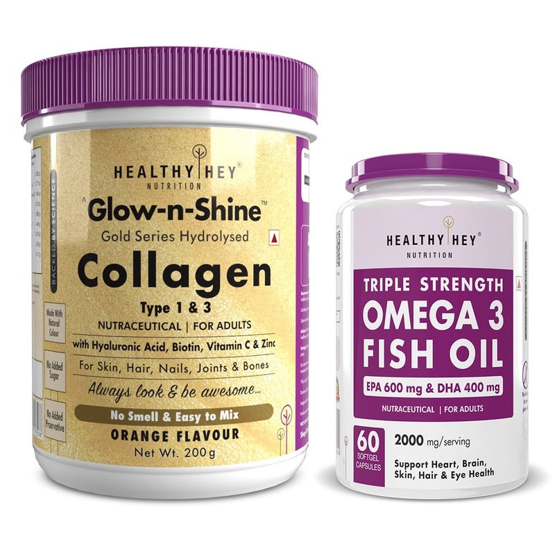 Skin health combo with Glow-N-Shine Collagen & Omega-3 fish oil