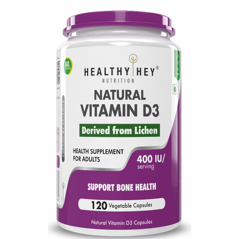 Vitamin D3,Support Bone Health -Natural Plant Based - Non GMO - Gluten Free - 400 IU 120 Veg Capsules