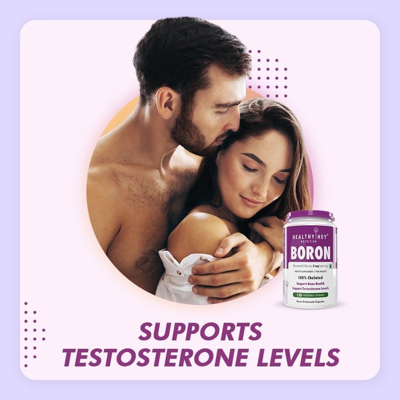 Boron 3 mg,Support bone Health & testosterone levels -Trace Mineral -100% Chelated - Boost Testostrone & Promote Bone Health-120 Veg Capsule - HealthyHey Nutrition