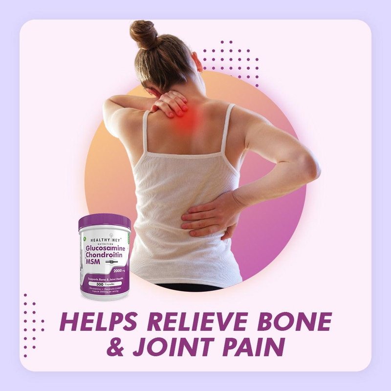 Glucosamine + Chondroitin & MSM Powder, Supports Bone & Joint Health - Lemon Flavour - 200g - HealthyHey Nutrition