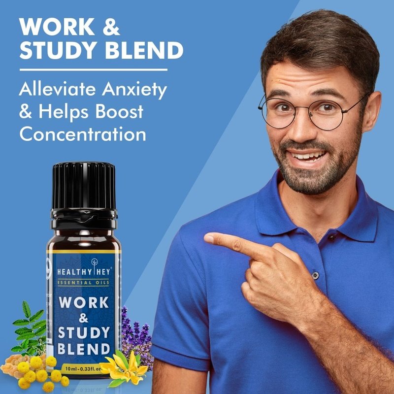 HealthyHey Essential Oils - 100% PureTherapeutic Work & Study Blend Oil- 10ml - HealthyHey Nutrition