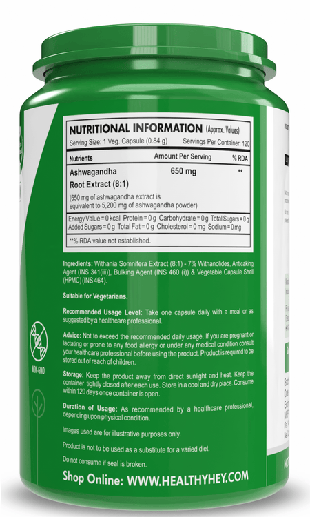 HealthyHey Herbal Capsules Herbal Ashwagandha root extract 120 veg capsules