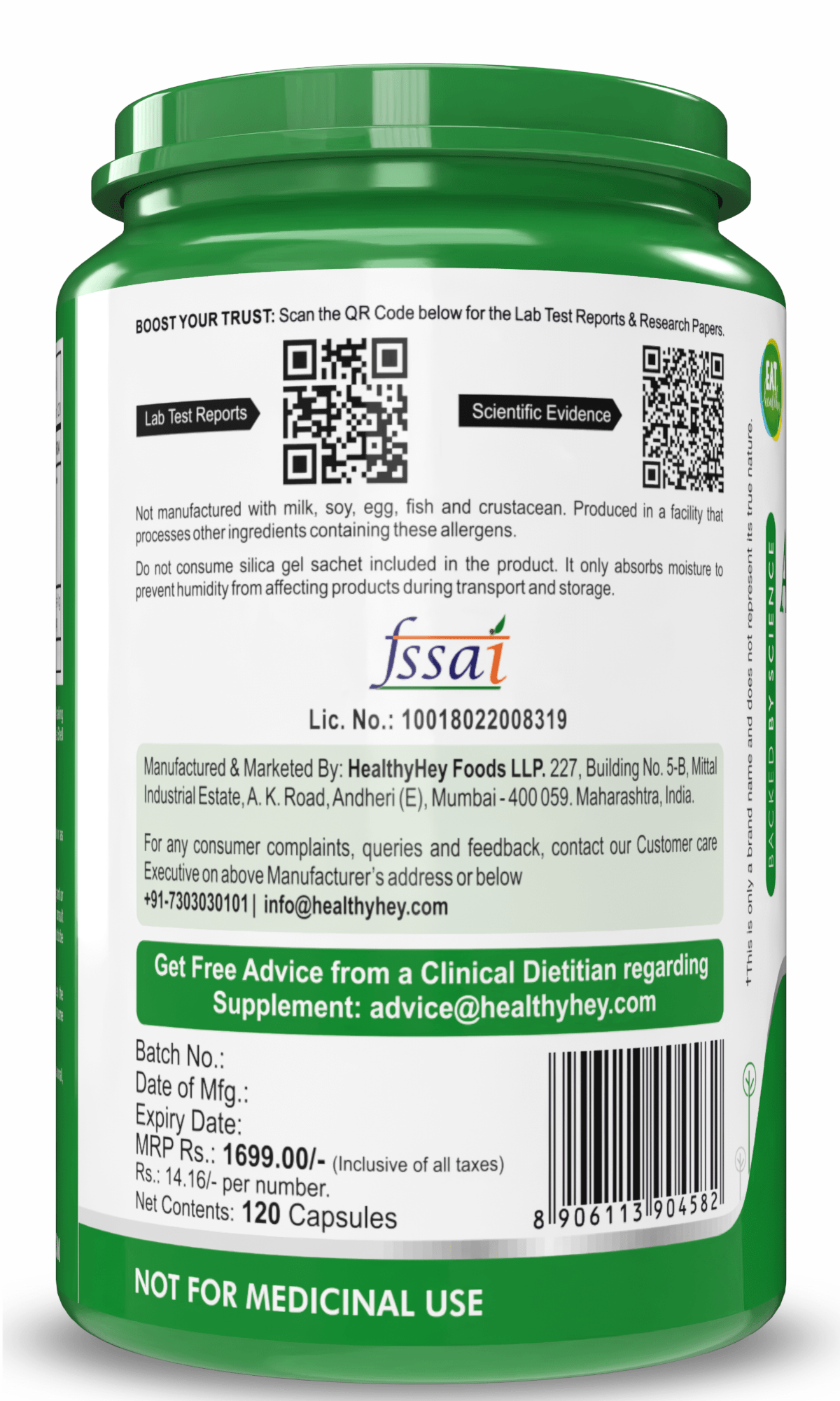 HealthyHey Herbal Capsules Herbal Ashwagandha root extract 120 veg capsules