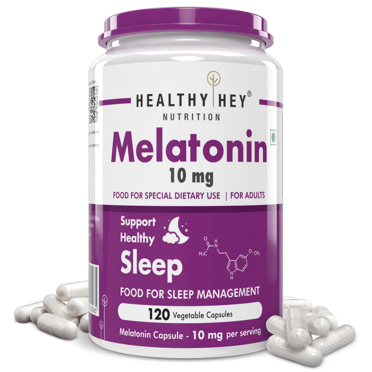 HealthyHey Nutrition Capsule 10 Melatonin, support healthy 120 veg capsules -Promotes Sleep and Relaxation