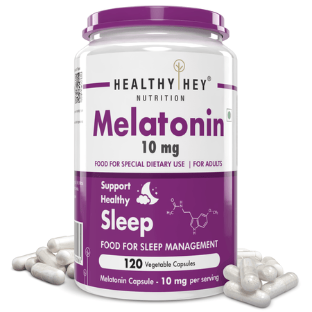HealthyHey Nutrition Capsule 10 Melatonin, support healthy 120 veg capsules -Promotes Sleep and Relaxation