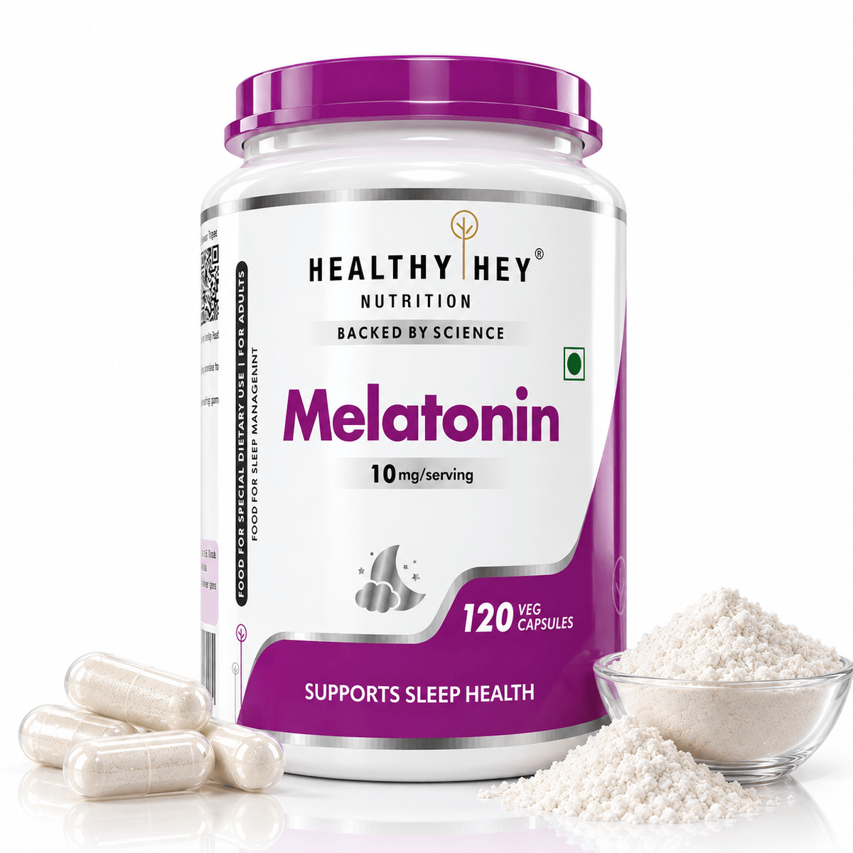 HealthyHey Nutrition Capsule 10 Melatonin, support healthy 120 veg capsules -Promotes Sleep and Relaxation