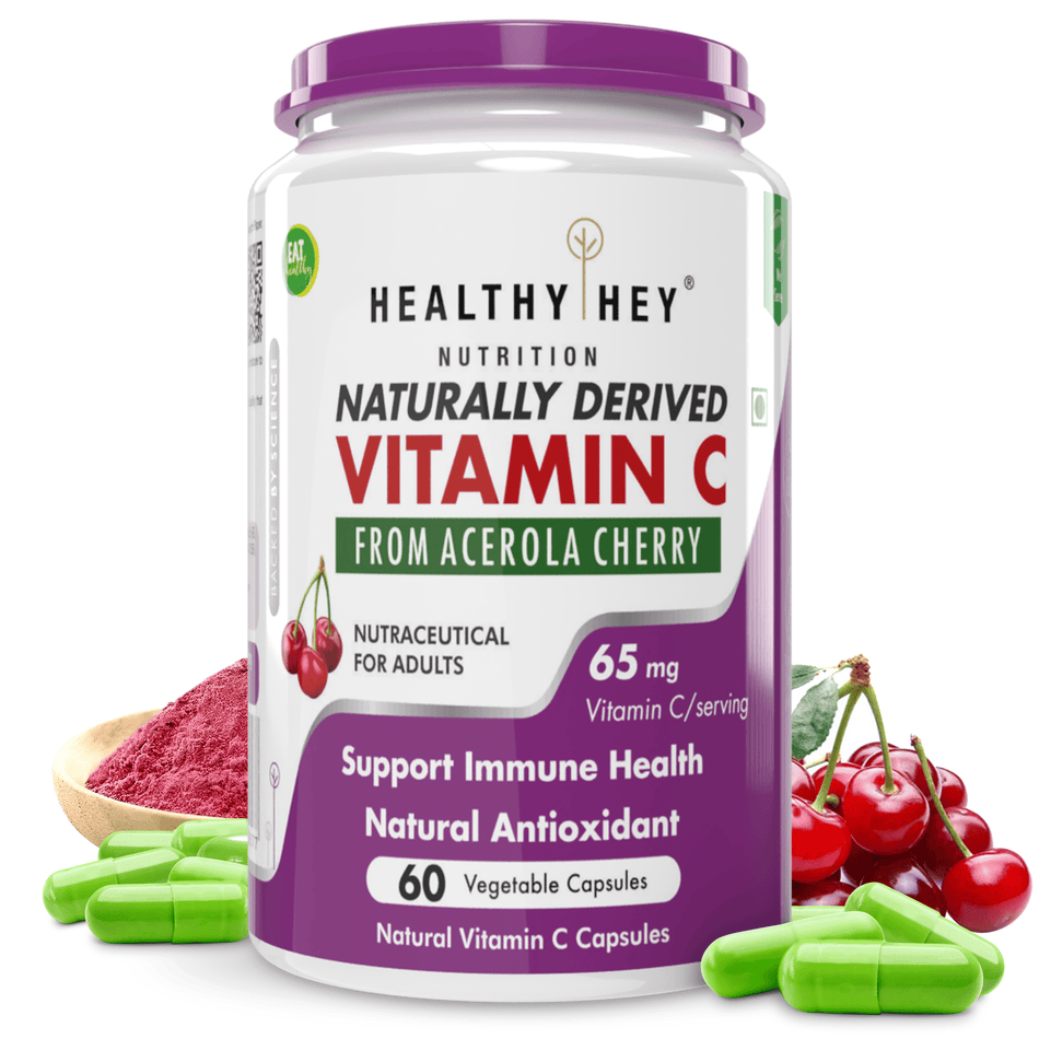 HealthyHey Nutrition Capsule 100% Natural Acerola Cherry Vitamin C - Supports Immune Health