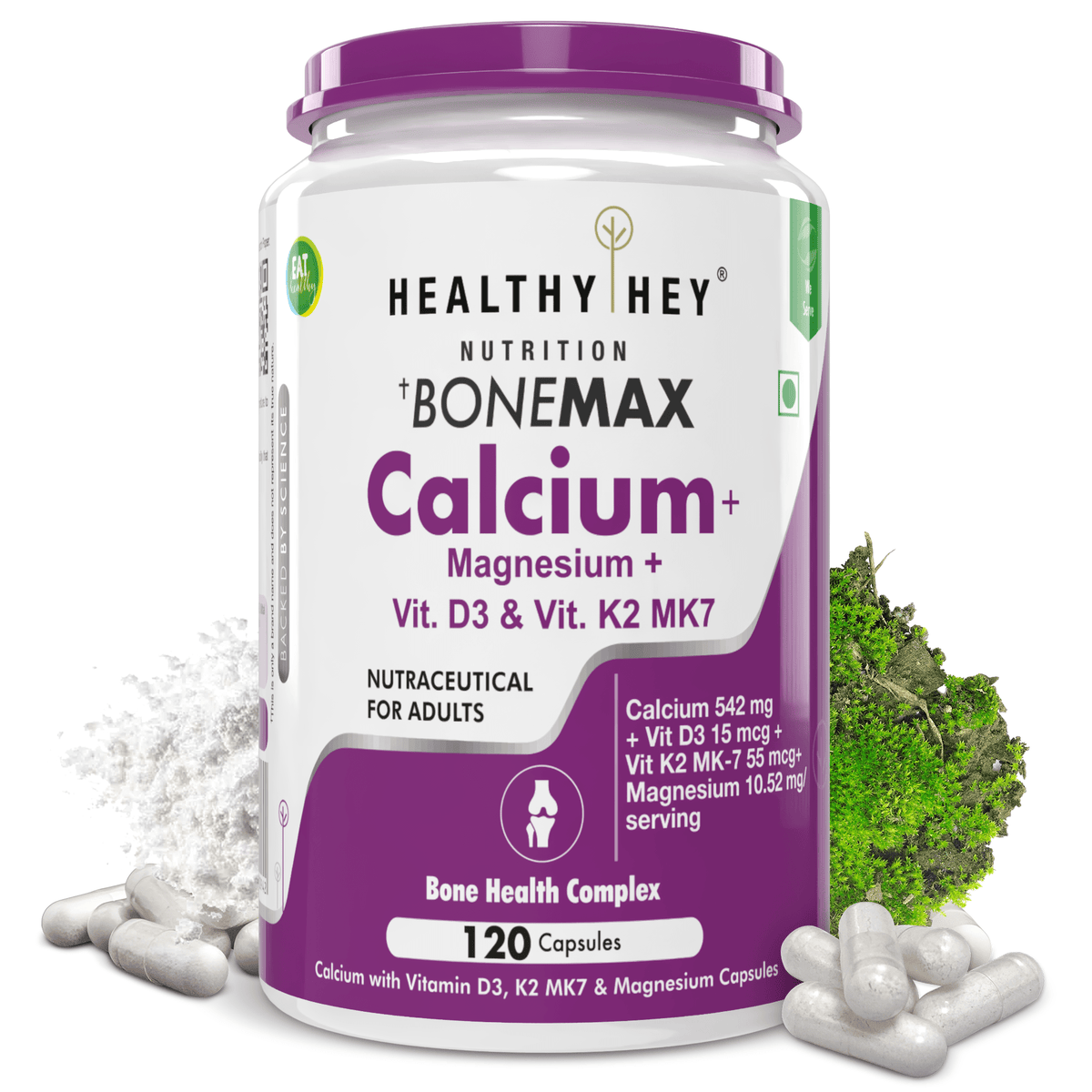 HealthyHey Nutrition Capsule 120 BoneMax Calcium with Magnesium, Bone Health Complex Vitamin D3 & Vitamin K2- Mk7 - BoneMax