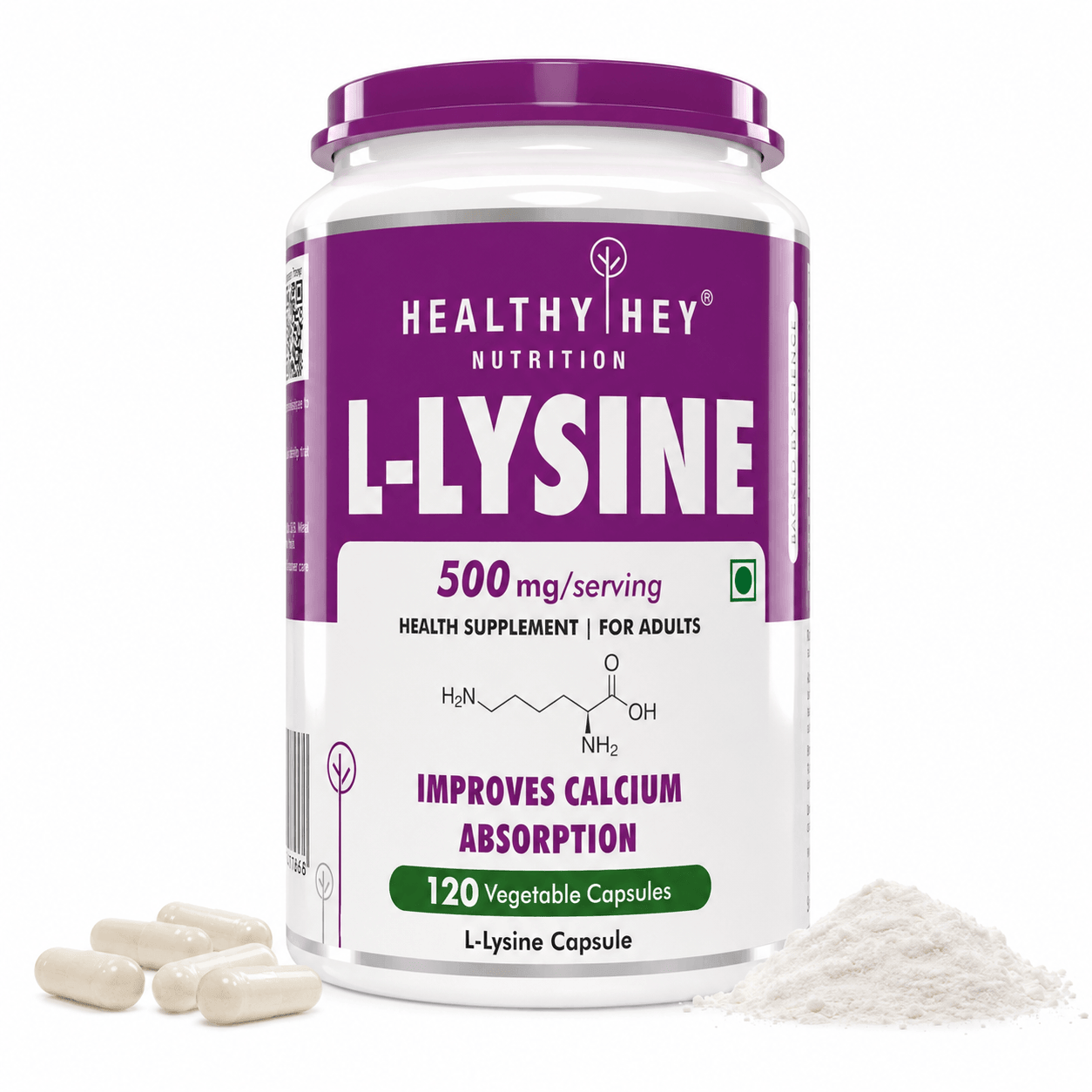 L-Lysine,Improve Calcium Absorption 120 Veg Capsules