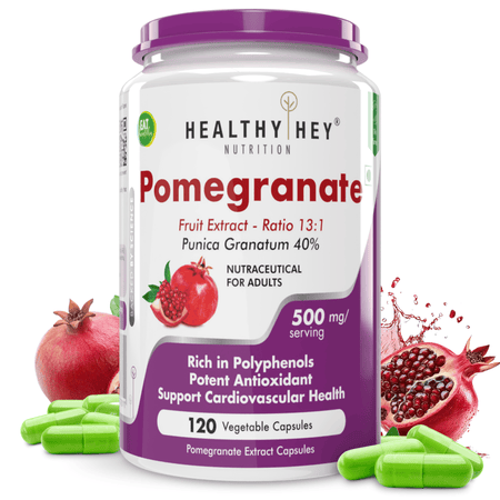 HealthyHey Nutrition Capsule 120 Pomegranate Fruit Extract, Support Cardiovascular Health 120 Veg Capsules