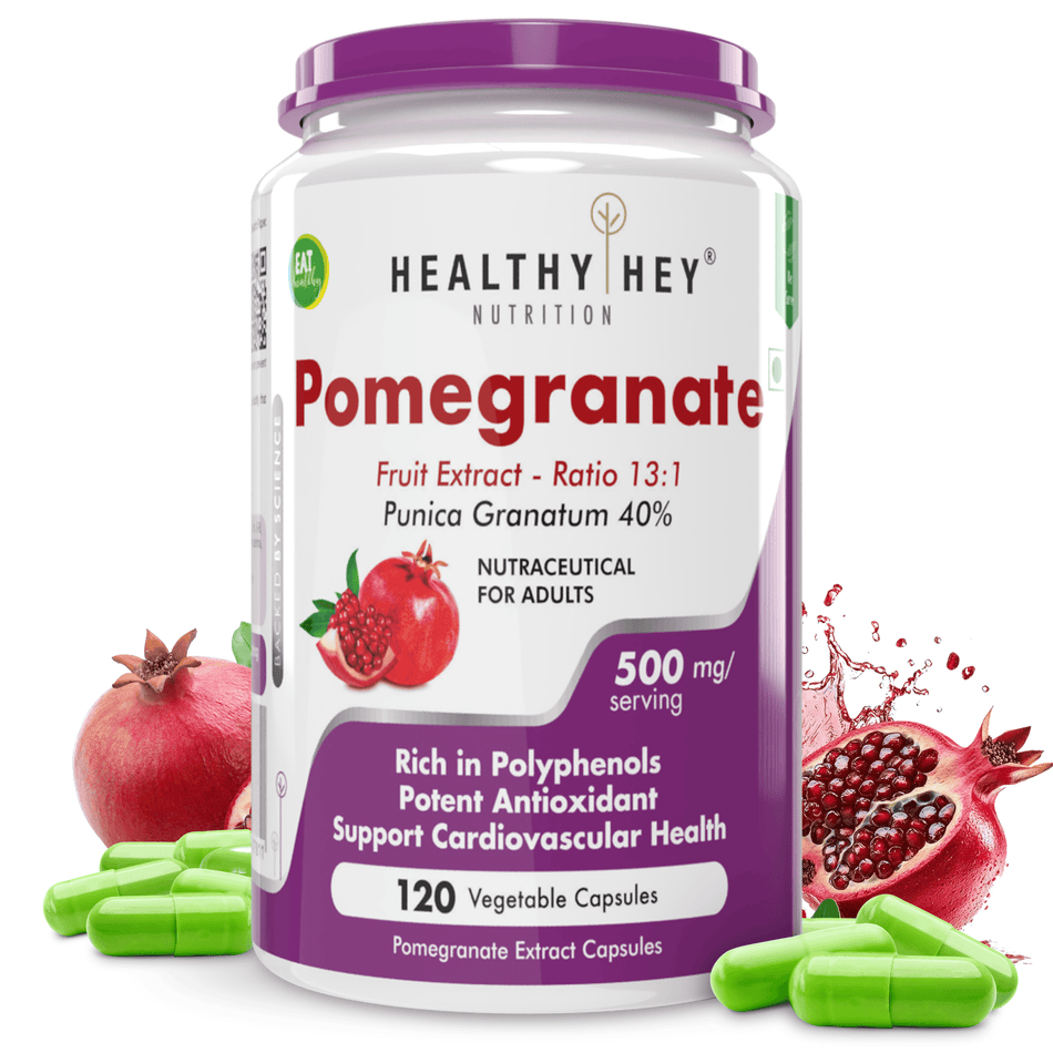 HealthyHey Nutrition Capsule 120 Pomegranate Fruit Extract, Support Cardiovascular Health 120 Veg Capsules