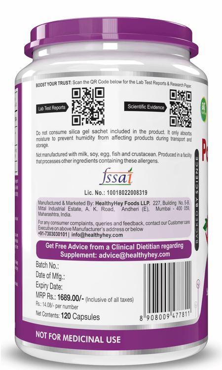 HealthyHey Nutrition Capsule 120 Pomegranate Fruit Extract, Support Cardiovascular Health 120 Veg Capsules