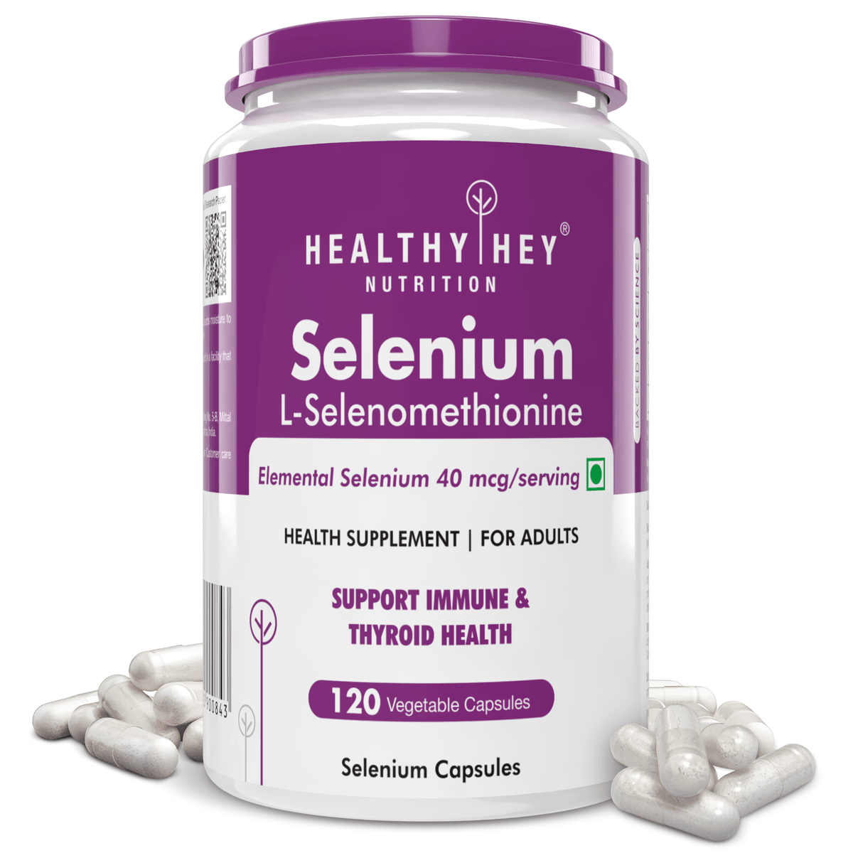 HealthyHey Nutrition Capsule 120 Selenium, Support Immune Health 40mcg, Non-GMO & Superior Absorption
